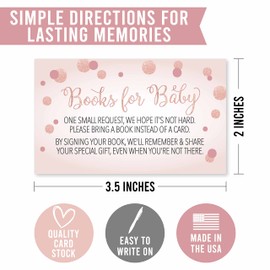 25 Book Request Baby Shower Guest Book Alternative - Gold Baby Shower Invitation Inserts, Books For Baby Shower Request Cards, Bring A Book Instead Of A Card, Baby Shower Book Request For Girls