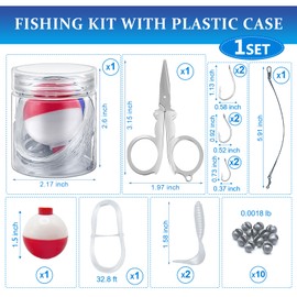 Mini Fishing Kits Bulk for Age 9-14 Christmas Shoebox Fillers Emergency Fishing Survival Kit Small Fishing Kit with Jar Fishing Accessories Fishing Gear for Beginner Stocking Stuffer Gift (4)