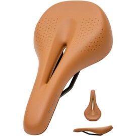 SMRG Bicycle Saddle Thick Cushion Hole Hole [Rainwater Won't Penetate] [Made in Taiwan] Road Bike, Cross Bike, Breathable, Moisture Prevention SR-VL (Light Brown)