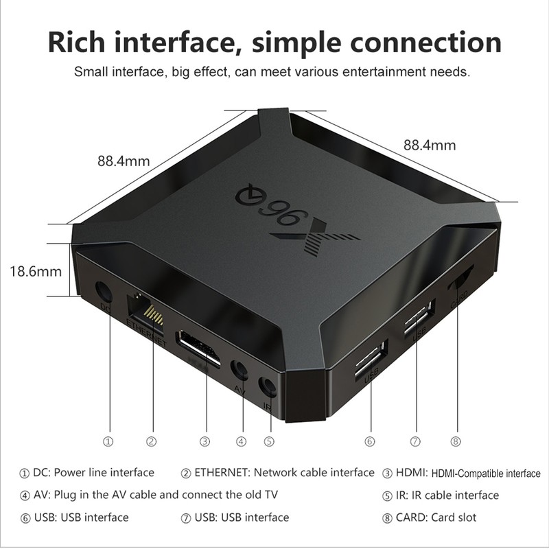 TVBOX 4K60 Android 10 HEVC H.265 Encoding 2+16G Wireless Connection