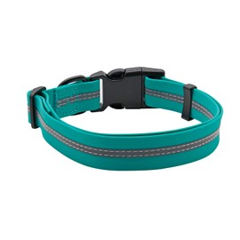 NIMBLE Dog Collar Waterproof Pet Collars Anti-Odor Durable Adjustable PVC & Polyester Soft with Reflective Cloth Stripe Basic Dog Collars S/M/L Sizes (Medium (11.81”-18.5”inches), Emerald Green)