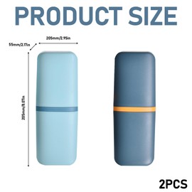 Huakaile 2 Pack Travel Toothbrush Holder, Portable Toothbrush Cup with Cover, Toothbrush Case Box Toothpaste Container for Storage Organizer Bathroom Camping (Dark Green, Blue)