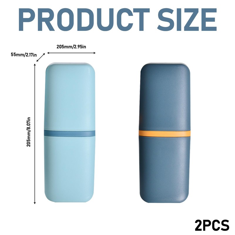 Huakaile 2 Pack Travel Toothbrush Holder, Portable Toothbrush Cup with