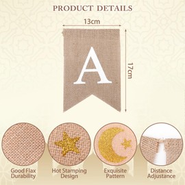 GADITIEK Ramadan Decorations, 3PCS Eid Mubarak Decorations, Ramadan Mubarak Banner with Moon and Star Islamic Muslim Home Mantle Fireplace Wall Decor