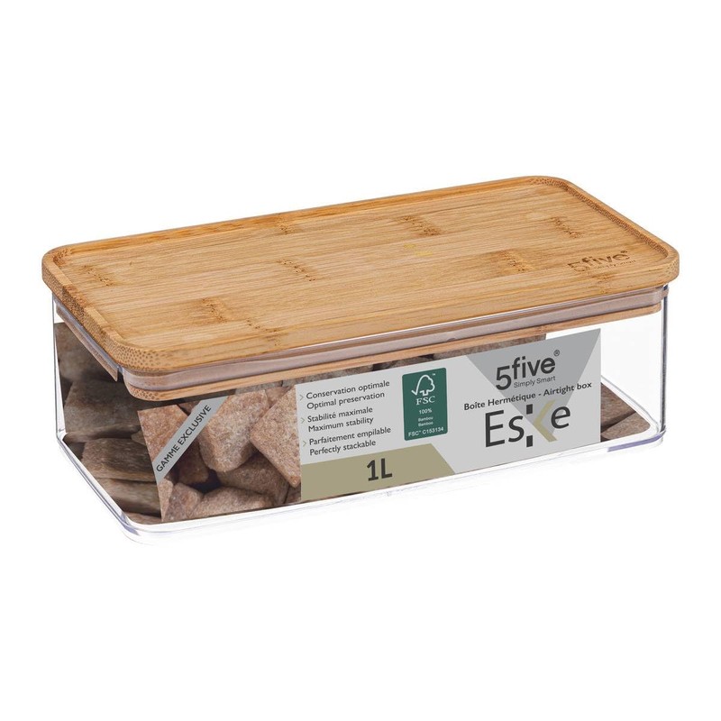 5five – Storage Container Rectangular Bamboo Lid "ESKE" 1 L