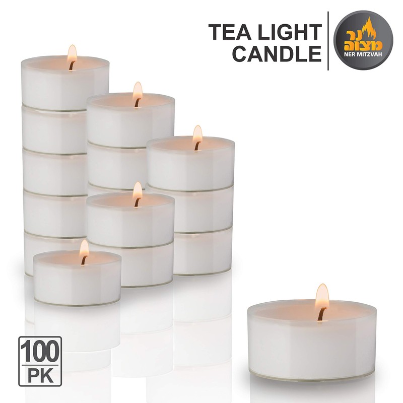 Ner Mitzvah Tea Light Candles - 100 Bulk Pack -