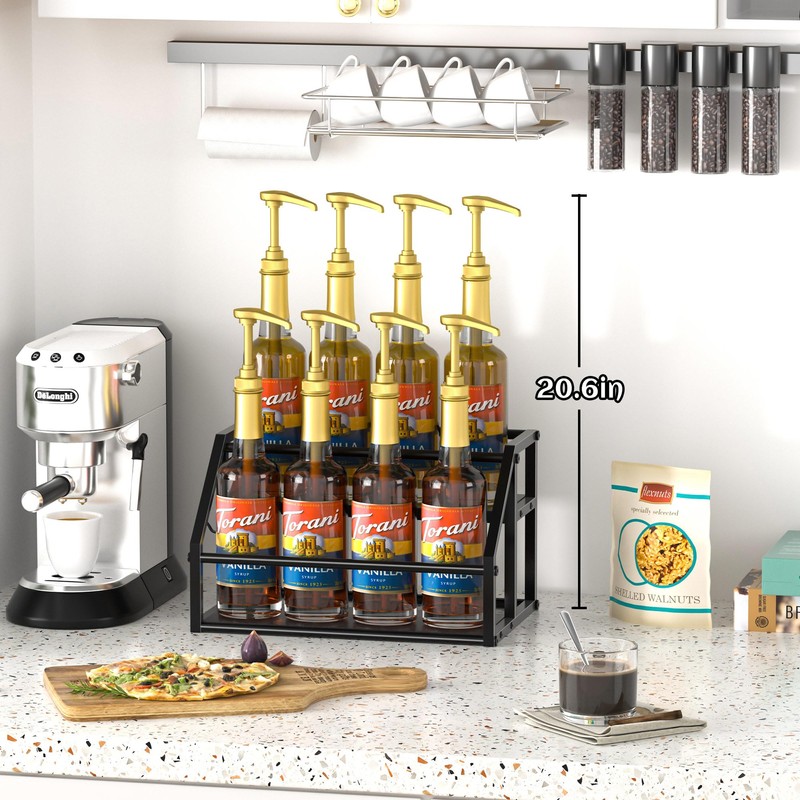 Homedawn Coffee Syrup Rack Organizer, Syrup Bottle Holder Stand for