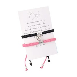 COLORFUL BLING Matching Mutual Attraction Couple Bracelets Long Distance His and Hers Adjustable Braided 8 Infinity Love Heart Friendship Bracelet Jewelry, 60-85mm (2.36”-3.35”), Metal, alloy