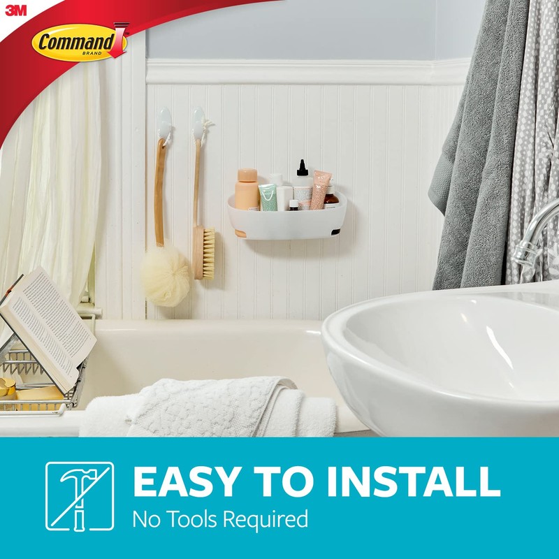Command Shower Caddy with Water-Resistant Strips, Frosted, 1 Caddy 1