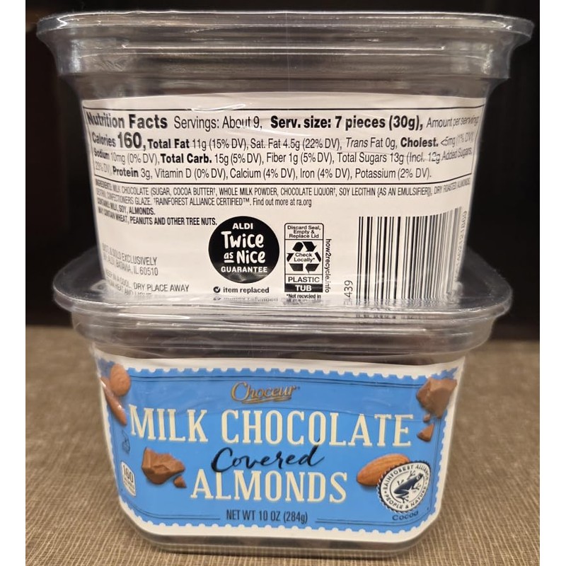 Choceur Milk Chocolate Covered Almonds 10oz 284g (Single Tub)
