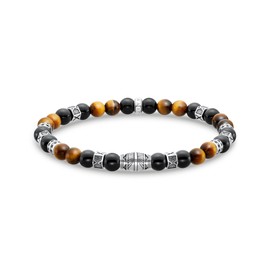 THOMAS SABO A2087-507-7 Unisex Bracelet Tiger's Eye Elements 925 Sterling Silver Blackened, Sterling Silver, No Gemstone