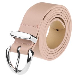 Elerevyo Women Faux Leather Belt, 1.0" Wide Casual Waist Belts with Silver Buckle for Jeans Pants Dresses 106x2.5cm/41.7x1.0 inches(LxW) Light Pink