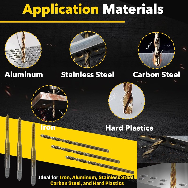 3-Pack Metric Tap & Drill Bit Set - M3×0.5 Ti-Coated