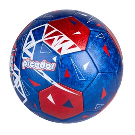 PP PICADOR Size 4 Soccer Balls, Laser Leather Soccer Ball for Sport Training & Match Play - Vibrant Soccer Balls Gift Set with Pump for Kids and Youth(Blue/Red)