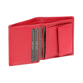 Small Wallet for Men and Woman vertical format JOCKEY CLUB, Genuine Leather, cherry - ''LEAS Mini-Edition''