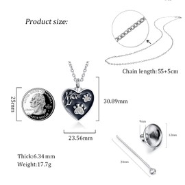 OutstandLong Pet Dog Cat Cremation Jewelry Urn Necklace for Ashes Holder Keepsake Memorial Animal Stainless Steel Pendant