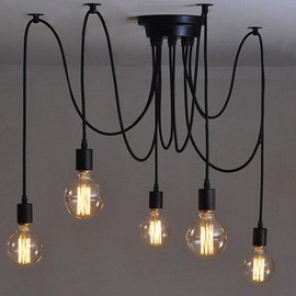 5 Heads E27 Industrial Chandelier Adjustable DIY Ceiling Spider Light Pendant Lamp