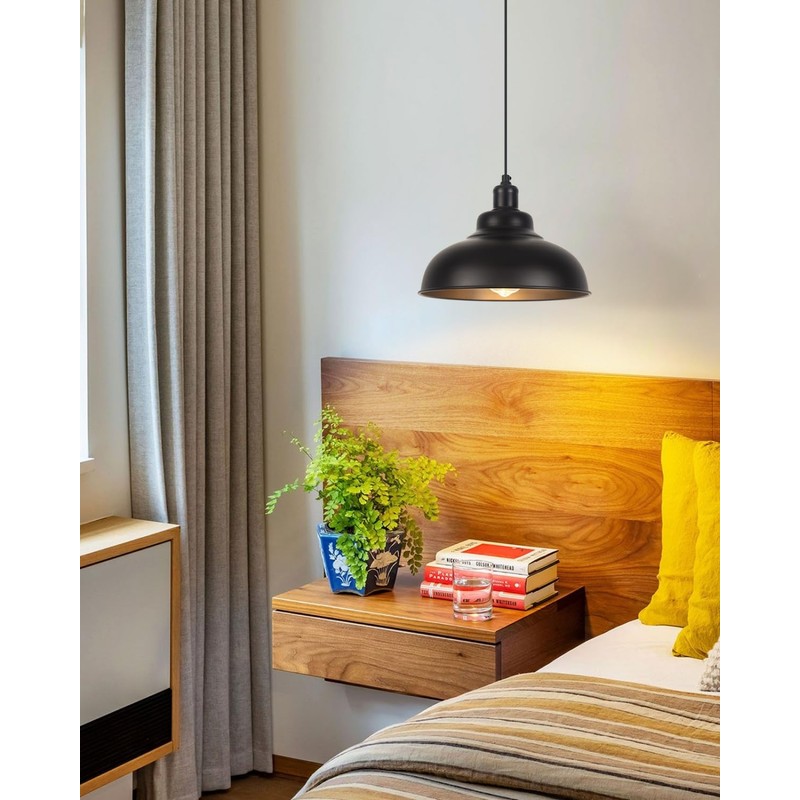 COTTMIC Black Dome Pendant Light 3 Pack, Farmhouse Pendant Lights