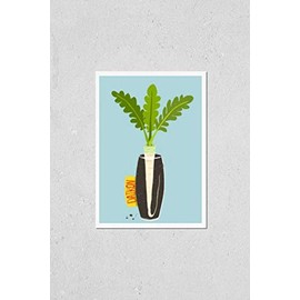Growing Daikon Radish with Green Leafy Top in Vase. Root Vegetable Container Gardening Illustration. Layered EPS8