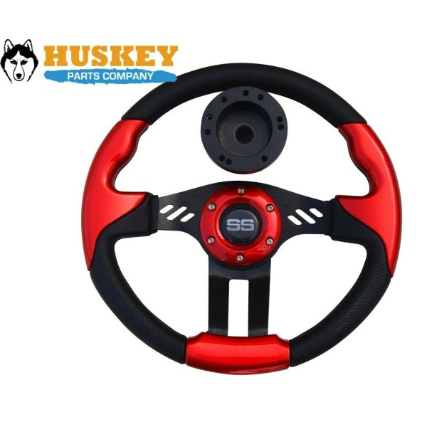 Huskey Red Golf Cart Steering Wheel 12.5 OD Comfortable Grip