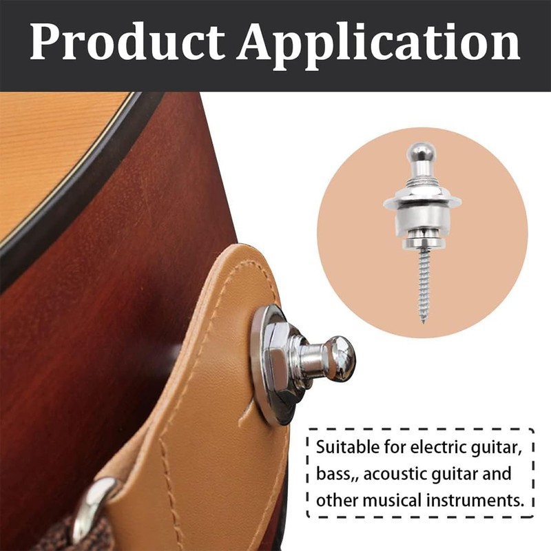 Guitar Strap Buttons, Pack of 2 Guitar Strap Locks, Guitar