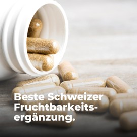 VAUD® Kinderwunsch Kapseln - Schwanger Werden, Fruchtbarkeit Steigern – 60 Kapseln - Hochdosiert Mit Folsäure, Selen, Eisen, Grüner Tee - Natürlich - Vegan - Laborgeprüft - Hergestellt in der Schweiz