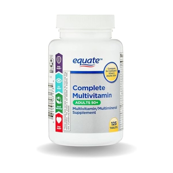 Equate Adult 50+ One Daily Complete Multivitamin Multimineral Supplement Tablets,