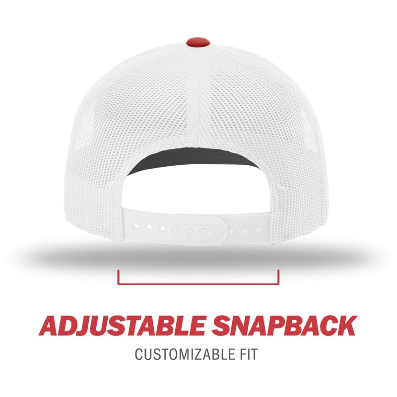Richardson Unisex 112 Trucker Adjustable Snapback Baseball Cap, Tri Black/White/Red,