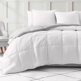 Casa Platino Fluffy Duvet Insert - Pre-Washed Hydro-Brushed 100% Microfiber Comforter Set - Comfy Bedding King Size - Ticking Stripe Silver
