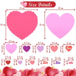 FEQO 532 Pcs Valentine's Day Foam Heart Craft Kit, 27 Pcs Large Foam Heart Stickers Self Adhesive Valentine Crafts for Kids Valentine's Day Mother's Day Birthday with 12 Colors Watercolor Pen
