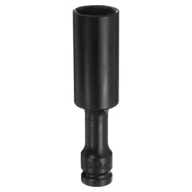 QUARKZMAN Deep Thin Wall Impact Socket 24 mm Metric 6 Point Socket 1/2 Inch Square Drive 5 Inch Extra Long Phosphated CR-V Steel Industrial Grade Spindle Axle Nut Socket, Black