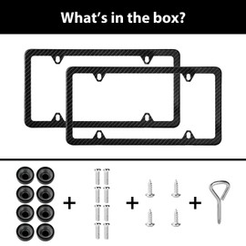 License Plate Frames Car Accessories for Women and Men, 2 Pack Carbon Fiber Pattern Universal Carb License Plate Frame with Screws for Car Front and Rear with 4 Holes