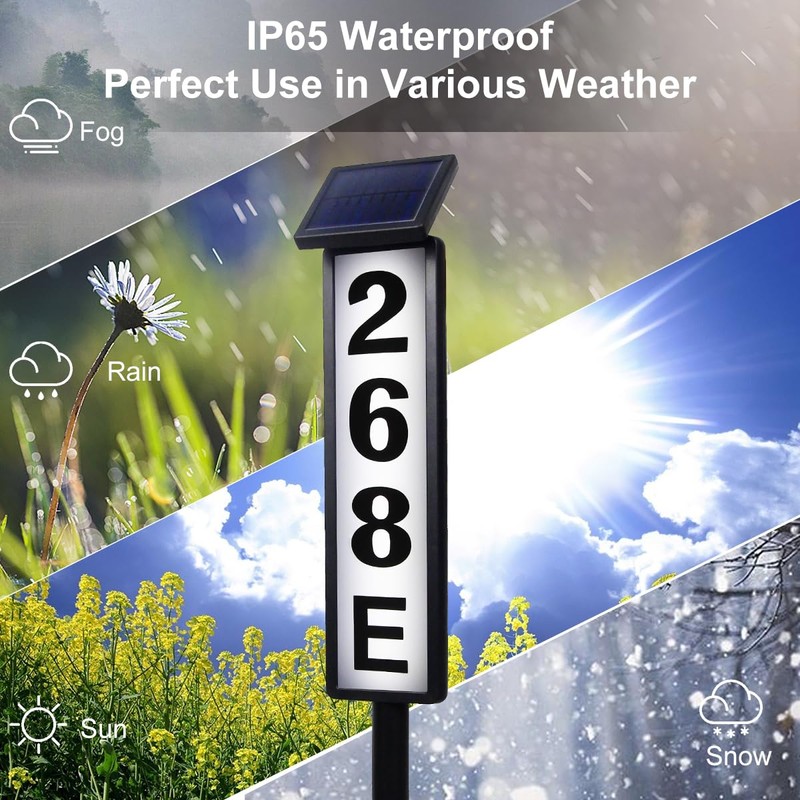 FLSEPAMB Solar Address Sign Lighted Solar House Numbers for Outside