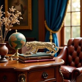 Gold Antique Copper Tiger King Figurines Home Decor Accessories Vintage Brass Animal Ornaments Desk Decorations Collectible Figurines,Home Décor Accents