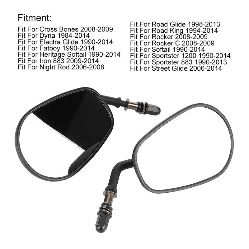 2PCS Motorcycle Motorbike Modified Oval Rearview Mirror Reflective Rear View