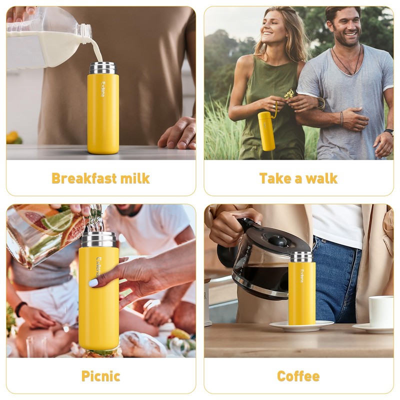 Exllena 200ml Small Insulated Flask 304 Stainless Steel Double Wall
