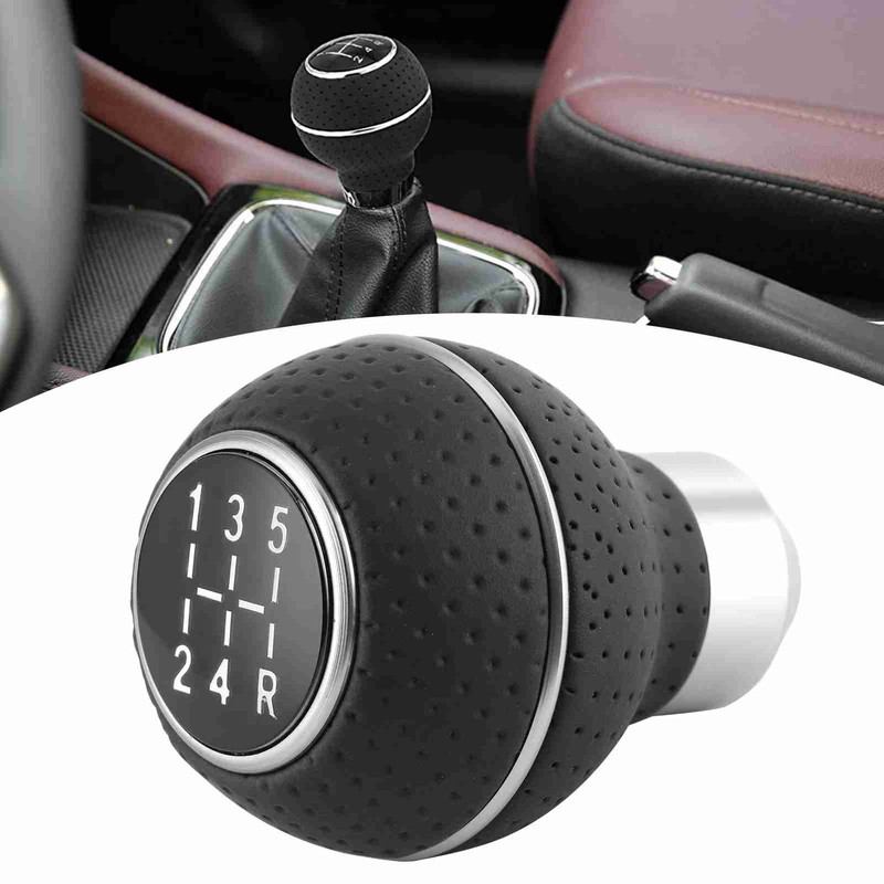5 Speed Gear Shift Knob Stick Aluminium Alloy and Leather