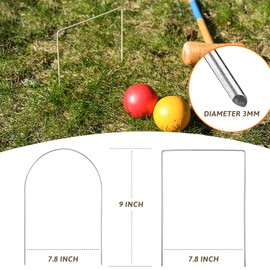 Dxmimer 12 PCS Arch Croquet Wickets Replacement, 9 7.8 inch Thick Steel Wire Hoops for Family Lawn Backyard Outdoor Game (Silver, Arch)