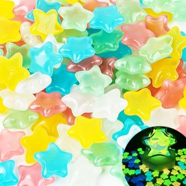 Bunte Leuchtende Steine, 100 Stücke Sterne Leuchtender Stein, 2.3 cm Fluoreszierende Steine, Leuchtkiesel Bunt Deko Steine für Gartengehweg Dekoration, Pflanzen Topf, Aquarium