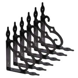 GLOBLELAND 6Pcs Vintage Metal Decorative Shelf Brackets 5.43x4.21 in Black Wall Shelf Supports Angle Retro L-Shaped Brackets for Wall DIY Home Kitchen Balcony Bathroom Decor