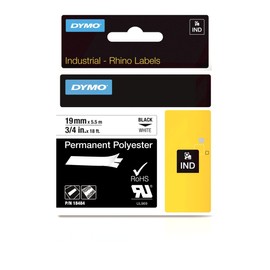 DYMO label tape Rhino™ Polyester 19 mm x 5.5 m Black,White