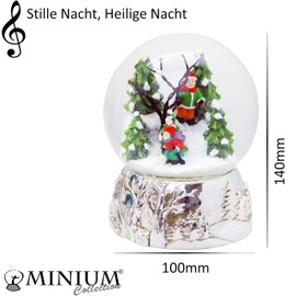 Snow Globe Skier Winter Sports on Base Landscape Silver Music Box Christmas Winter with Music Box - 100 mm Wide * 20166