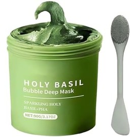 Mascarilla de Arcilla para cara, Deep Cleansing Mask con Holy Basil, Mascarilla de barro hidratante con cuchara, Gently Bubbles for Deep Cleansing, Purifies Pores & Blackheads, Controlar la Grasa (1PC)