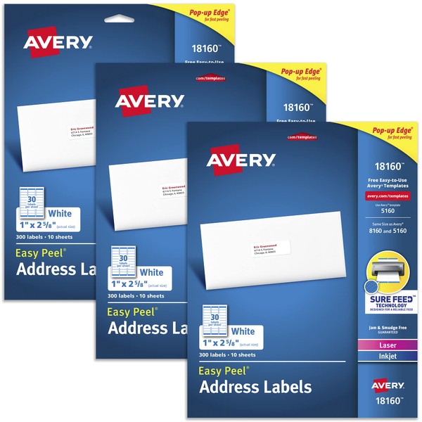 Avery Address Labels for Laser & Inkjet Printers, 300 Labels