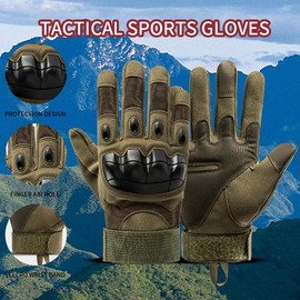 ANJMEICH Tactical Gloves, Non-Slip wear-Resistant to Protect Hands, Suitable for Outdoor Sports (Sand, L (Large)