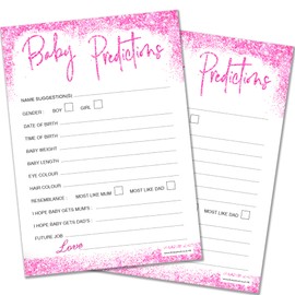 20 x Girls Baby Prediction Cards from Olivia Samuel - Baby Shower Game - Pink Glitter Effect