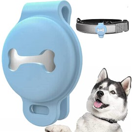 For Airtag Dog Collar Cover Loop Gps Protective Cover, Keeps Signal Strong Pet Anti-lost Locator Adjustable Anti-scratch Tracking Dog Cat Accessories (blue)
