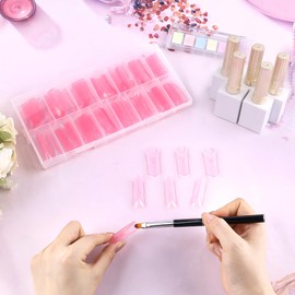 150Pcs Nail Forms for Gel Builder, Full Cover Dual Nail Forms for Polygel Reusable Acrylic False Nail Tips, 15 Sizes Scale for Manicure Extension