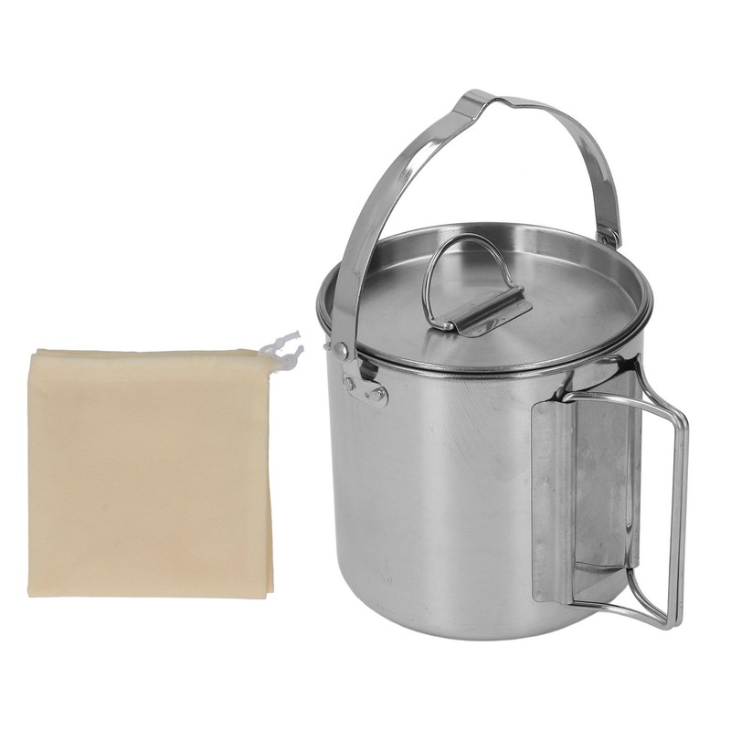 1.2L Stainless Steel Camping Kettle Portable Teapot Coffee Pot Outdoor