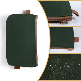 Tool Bag, 3 Size Canvas Zipper Bag, Tool Bag Organiser, Heavy Duty Waxed Canvas Bag with Small Zipper, Utility Organiser Bag (Dark Green)